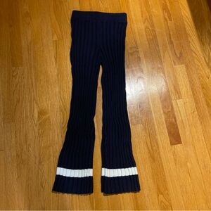 Navy Ribbed Flare Pants sweater pants